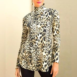NWT Chico's Jaguar Print Mock Tunic - 100% Cotton - Chico's 1 / US 8
